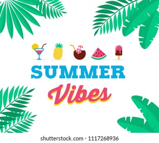 Summer vibes, sale and promotion template of poster, banner, flyer