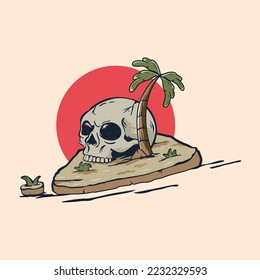 Summer Vibes Skeleton Horror Halloween Relax Summer Graphic Illustration Vector Art T-shirt Design