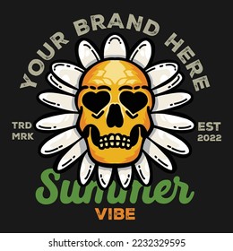 Summer Vibes Skeleton Horror Halloween Relax Summer Graphic Illustration Vector Art T-shirt Design