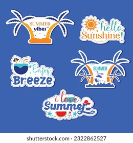 Sommervibes Aufkleber Set-Bundle und Vektordesign.