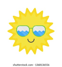 Summer Vibes Sun Glasses Waves Illustration Flat Design