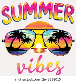 Summer Vibes with Sunglass Vector Design