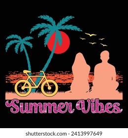 Summer Vibes Surfing Beach Summer Sublimation T-Shirt Design