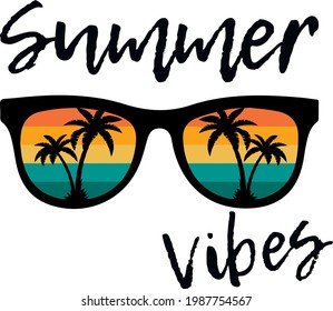Summer Vibes SVG Summer Retro Sunglasses Sunset svg file for cutting DIY Summer Shirt Svg Beach Svg Cut Files Palm Tree Retro Sunglasses svg