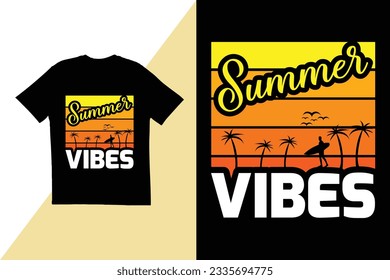 Diseño de camisetas con vibraciones de verano. diseño de camisetas de verano. diseño de camisetas de tipografía