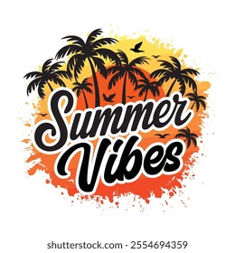 Summer vibes t shirt design colorful vector