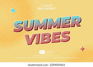 Estilo de arte pop con efecto de texto de los vídeos de verano. Efecto de texto modificable.