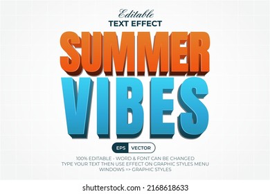 Summer vibes text effect style. Editable text effect.