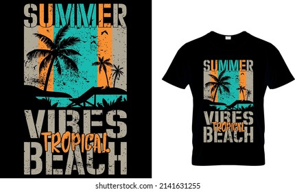SUMMER VIBES TROPICAL BEACH CUSTOM T SHIRT .