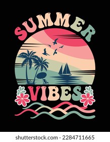 Summer vibes T-Shirt Design and Beach T-Shirt Design