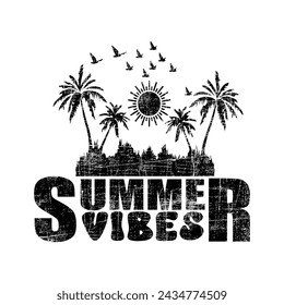 Summer Vibes t-shirt design Black color eps

