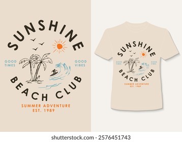 Summer Vibes T-Shirt Design
Bright and cheerful summer-themed t-shirt design with tropical elements like palm trees and sunsets