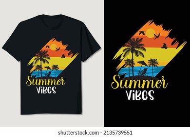 Summer Vibes T-shirt Design Editable Vector