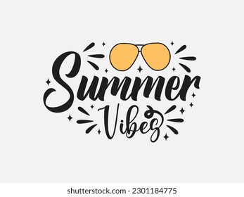Vibes de verano. Plantilla de diseño de camisetas de verano. Diseño de vectores Sun. Plantilla de diseño de camisetas divertidas. Diseño de pancartas de Sun.