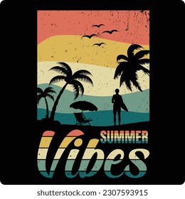 Summer vibes t-shirt design for vacation uses  