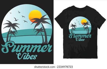 Summer vibes t-shirt design vector file.