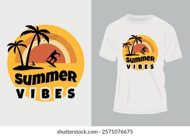 Summer vibes t-shirt template design summer background print ready summer t-shirt