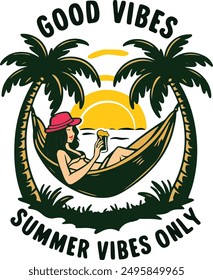 Summer Vibes T-shirts Design Illustration on White Background