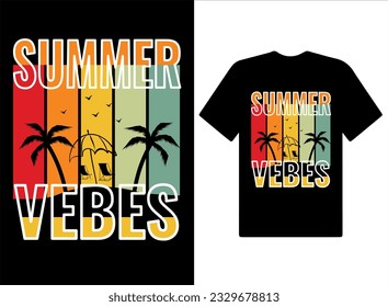 Summer vibes t-shirts Design vintage summer illustration and vector Pro Vector