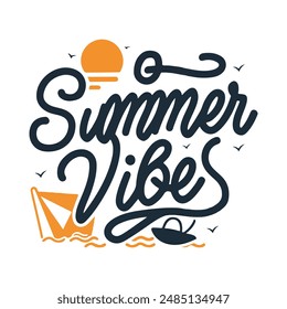 Summer vibes typography illustration vector art