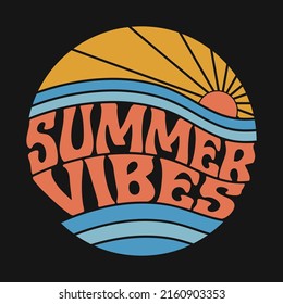 Summer Vibes Typography Retro T-shirt Design
