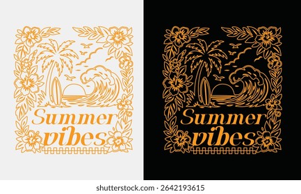Summer Vibes Typography T Shirt Design  Tropical, Fun, and Trendy Style  new 2025 trendy