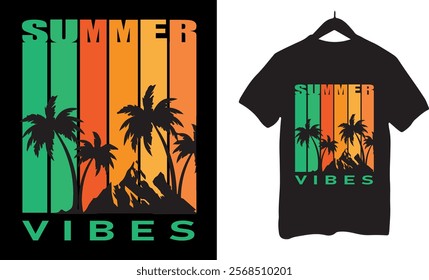 Summer Vibes Typography Trendy T shirt Design, Premium Vector Design.