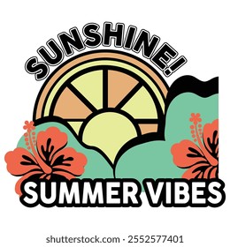 Summer vibes with typography tropical motifs beach logo vector art  Illustration design.
