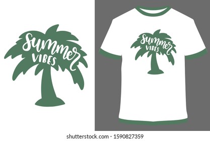 Summer vibes - typography t-shirt vector design illustration, it can use for label, logo, sign, sticker for printing for the family t-shirt.
