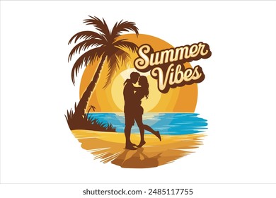 summer vibes typography vector art