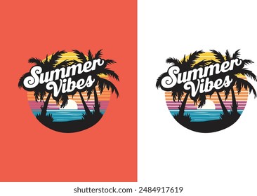 Summer vibes vector art illustration.