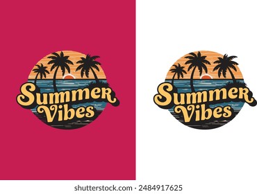 Summer vibes vector art illustration.