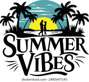 summer vibes vector art illustration design