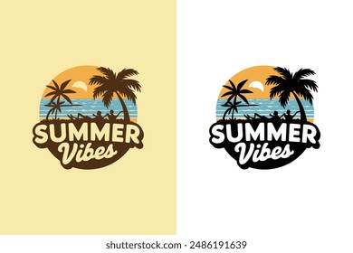 Summer Vibes Vector Art Illustration