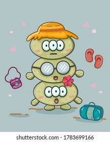 Summer vibes .Vector cute cartoon character illustration going holiday. 