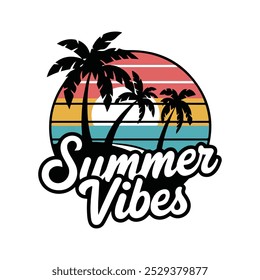 Summer Vibes vector design white background.