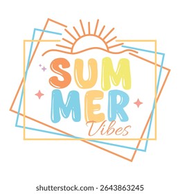 Ilustração vetorial das vibrações de verão, isolada sobre fundo branco.