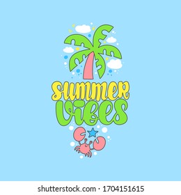 Vibes de verano. Grabado de vectores. Diseño de tarjetas, ropa y otros artículos
