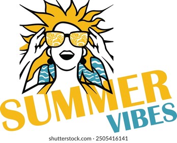 Summer vibes vector style illustration design
