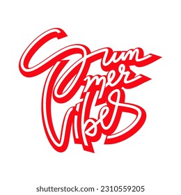 Summer vibes vector text. Hand drawn lettering. Can be used for printing on t shirt, posters, banners, cards, flyers, stickers.