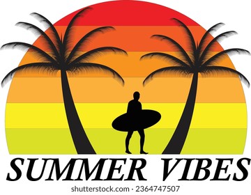 Summer vibes vector t-shirt design