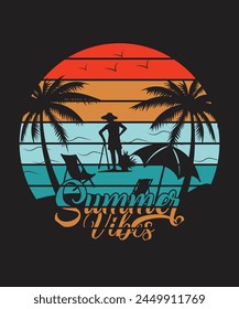 Summer Vibes vector typography  t-shirt design, summer vacations t-shirt design 