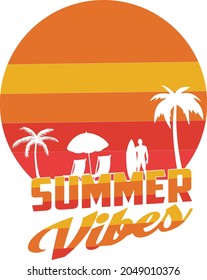 Summer Vibes Vintage  design with surfing stuff . 
