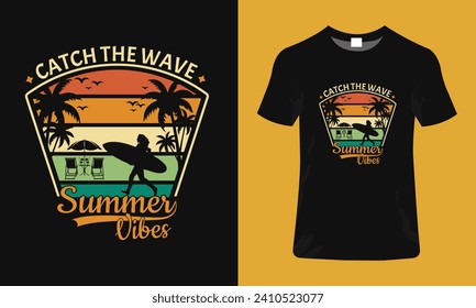 Summer vibes vintage tshirt design vector graphic illustration