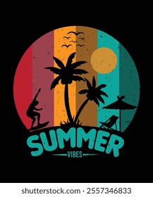 Summer vibes vintage t-shirt design