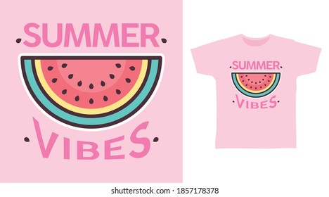 Summer vibes watermelon vector illustration t-shirt design and others uses.