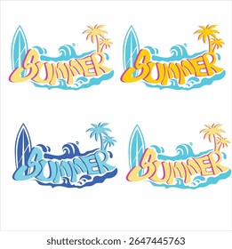 summer vibes wave and beach vector
