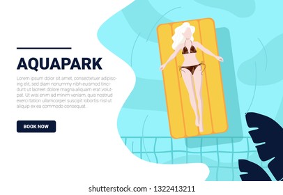 Summer vibes web template banner.  Think summer vibes, poolside. Beauty and Pool. Vector illustration