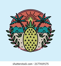 Summer view on the beach graphic illustration vector art t-shirt design
