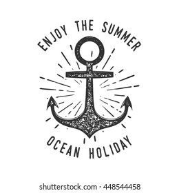 Summer vintage badge and quotes with anchor design element